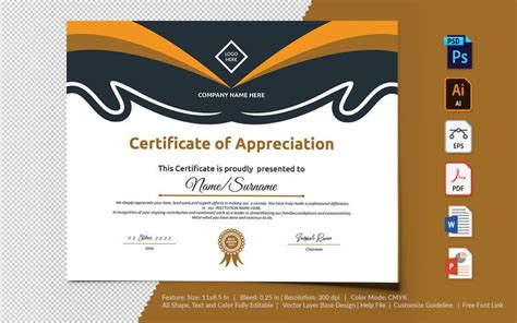 printable  appreciation certificate template