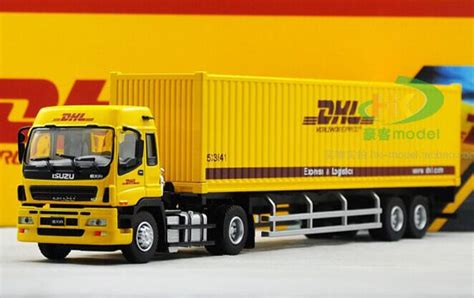 Yellow 150 Scale Dhl Theme Diecast Container Truck Model Nt01t072