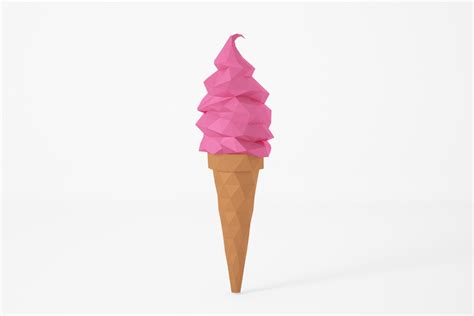 Soft Ice Cream Cone Low Poly Pdf Template Lacrafta