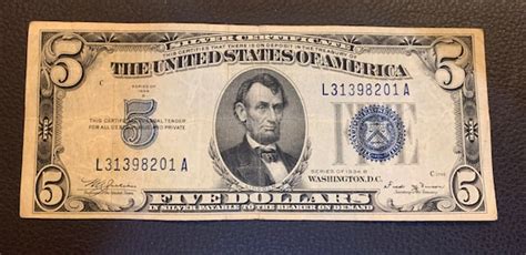 Rare 5 Dollar 1934 B Series Usa Bill Etsy