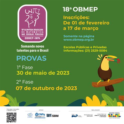 Obmep Mirim 2023 Calendário