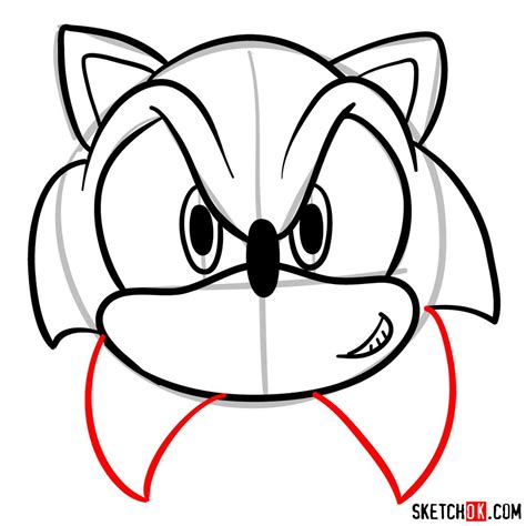How To Draw Sonics Head Front View Sketchok Easy Drawing Guides