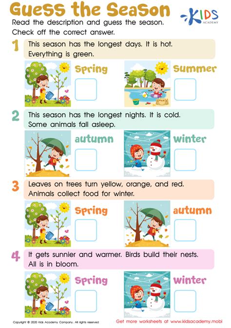 Seasons Chart For Kids