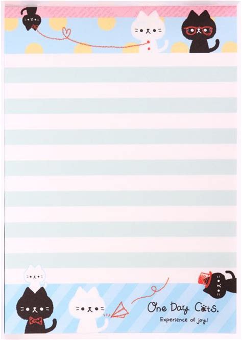 Kawaii Cat Dot Stripe Memo Pad From Japan Writing Paper Printable