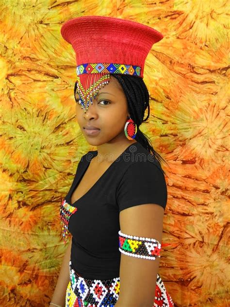 Beautiful Model Dressed In Zulu Bride Attire Stock Image Image Of