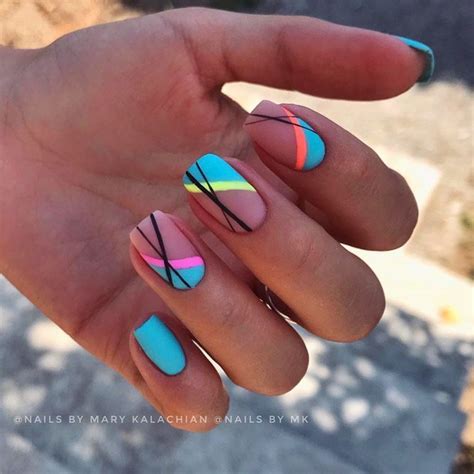 40 Totally Hip Summer Nail Designs 2023 Lines On Nails Summer Gel