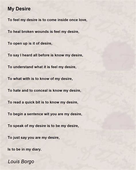 My Desire My Desire Poem By Louis Borgo