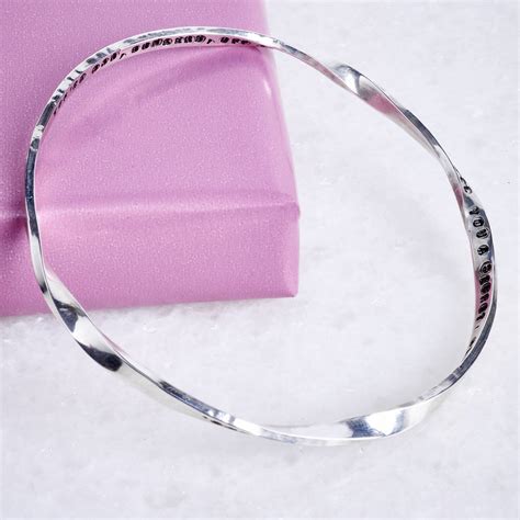 Twisted Tiny Text Personalised Silver Message Bangle By Emma White
