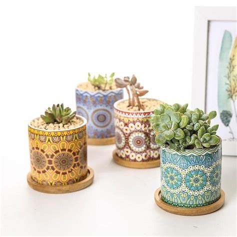 Mandala Succulent Ceramics Plant Flower Pots Set Esucculent