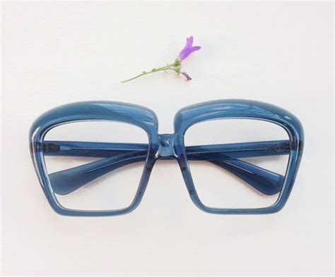 60s Oversize Eyeglasses Huge Bug Blue Translucent Frames 1960s Mod Eyewear Glasses Deadstock