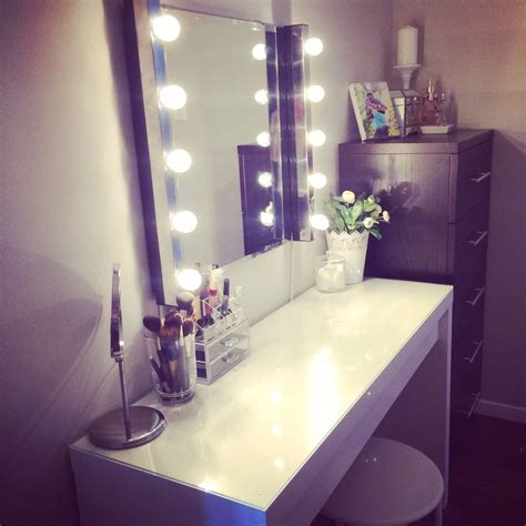 Ikea Malm Vanity Mirror Lights And Stool Also From Ikea Make Up