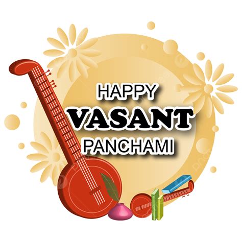 Vasant Panchami Vector Png Images Happy Vasant Panchami On Round Frame Worship Devotion