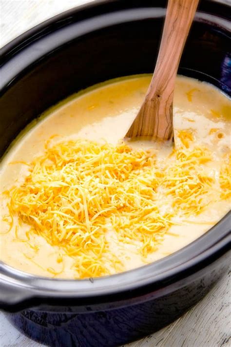 Carefully remove from microwave using add cheese soup, chicken stock, and bacon pieces to a medium pan. SKINNY, rich and creamy, Slow Cooker Potato Soup - Carlsbad Cravings