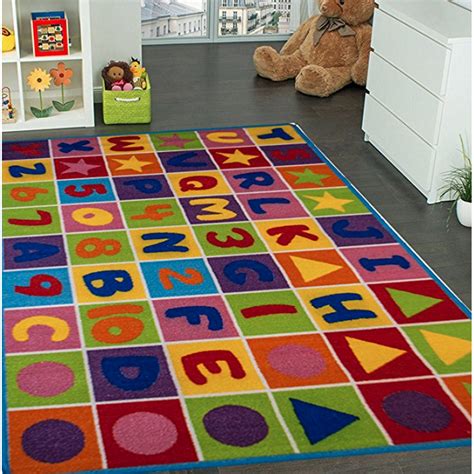 Kids Rug Area Rugs Non Skid Gel Backing Number And Letters 8 X 10