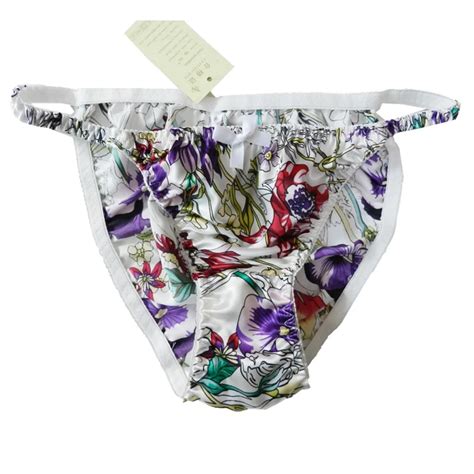 1 pcs women s flower 100 silk string bikini panties underwear s m l xl xxl w26 41 women s
