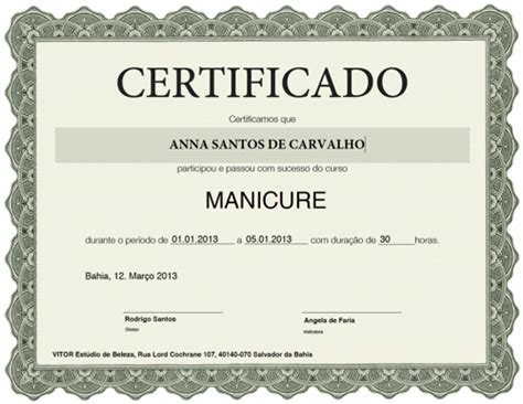 Modelo De Certificado De Curso Para Editar E Imprimir Grátis Modelos
