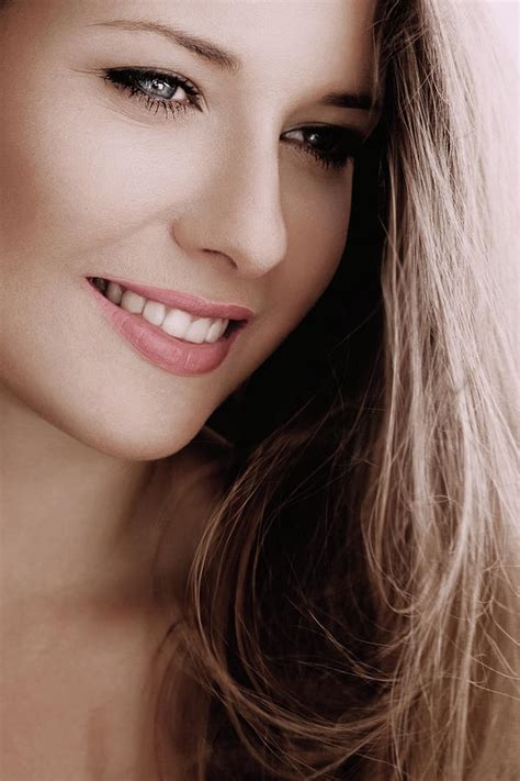 Elegant Woman Smiling Brunette With Long Light Brown Hair Girl Photograph By Anne Leven