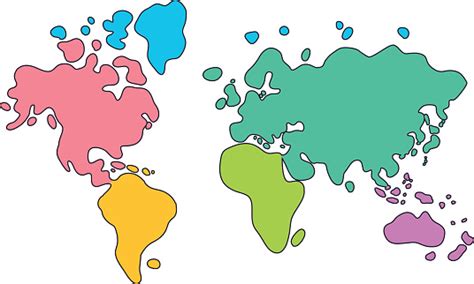 Ilustración De Dibujos De Mapa Del Mundo Continentes En Diferentes