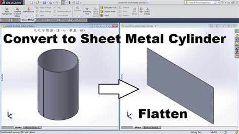 Solidworks Convert To Sheet Metal Cylinder Youtube