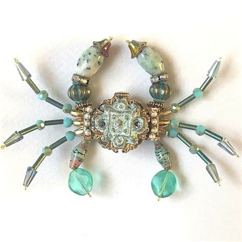 Animal crab ornament decoration handmade crafts vintage copper display.figurines. Jeweled crab | Jewelry art, Beaded spiders, Beaded crafts