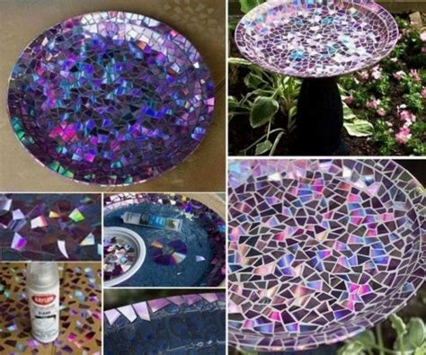 An advantage of a hanging birdbath or even one that mounts to your deck is they are typically small enough to take inside to clean in your sink. DVD Bird Bath Recycled diy crafts craft ideas diy crafts do it yourself diy projects crafty do ...