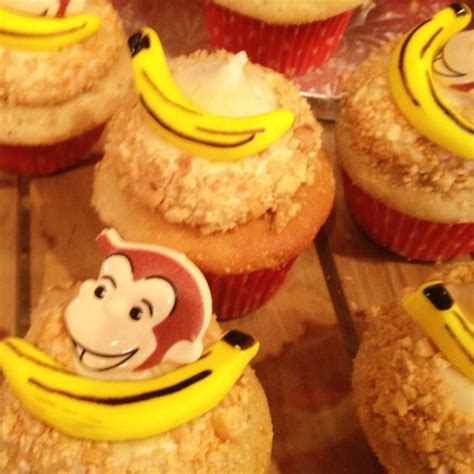 Curious George Cupcakes Banana Cake With Peanut Butter Cream Cheese Frosting Rimmed With