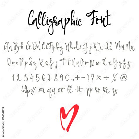 Calligraphic Font With Numbers Ampersand And Symbols Modern Alphabet