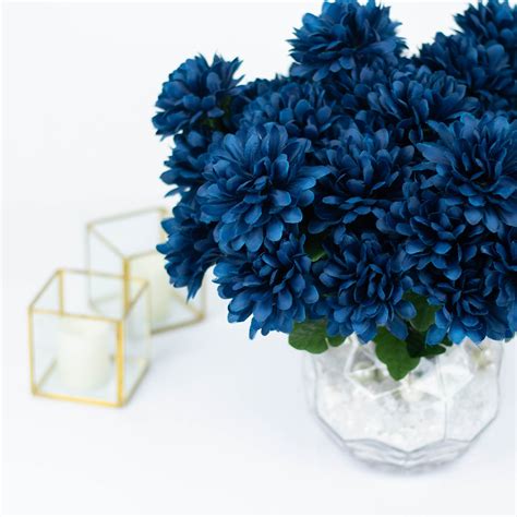 84 artificial navy blue silk chrysanthemum flowers wedding bridal bouquet vase decoration