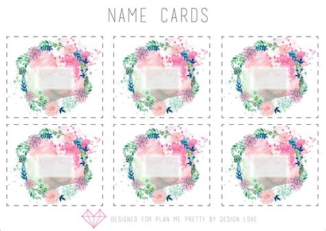 A place card can go in any location, like on top of a napkin, by the upper left corner of the place setting, or even against the. Free Name Card Template for setting your table. Floral ...