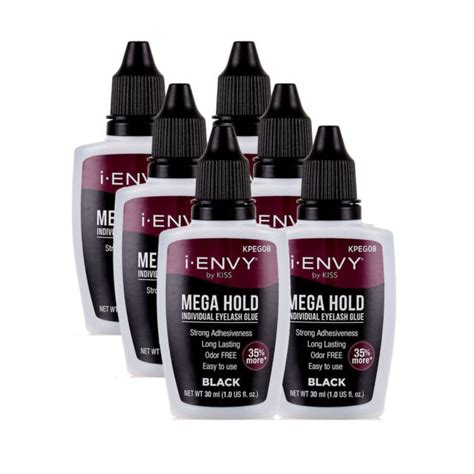 6 PACK i Envy Kiss Mega Hold Individual Eyelash Glue Adhesive Black #