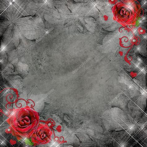 Maybe you would like to learn more about one of these? Greeting card with red roses and hearts on the grey ...