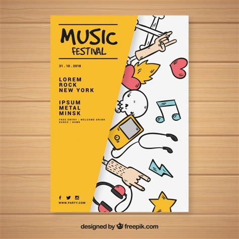 Creative Music Festival Poster Template Free Vector