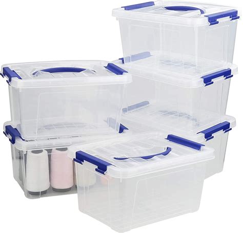 Readsky Set Of 6 Clear Storage Box 6 L Clear Plastic Storage Latch Box