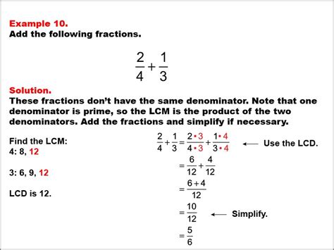Math Example: Adding Fractions: Example 10 | Media4Math