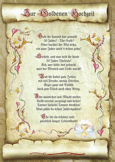 Sprüche & gedichte zur goldenen hochzeit. Geschenk Goldene Hochzeit Urkunde Gedicht Präsent Jubilä ...