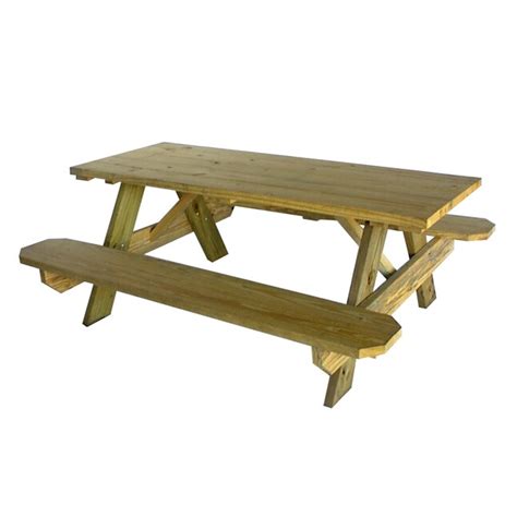 Style Selections 72 In Brown Southern Yellow Pine Rectangle Picnic Table At