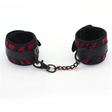 smspade red zebra stripes velvet handcuffs sex toys for men women bondage restraint handcuffs