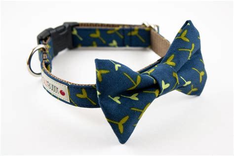 Navy Sprout Dog Bowtie Collar Etsy Dog Bowtie Dog Collar Bow Tie