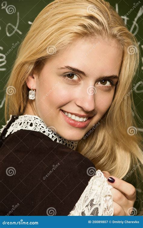 Cute Smiling School Girl In A Classroom Stock Image Image Of Desk Caucasian 20089807