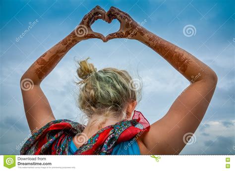 Heart Pose Henna Hands Stock Image Image Of Twilight 78640645