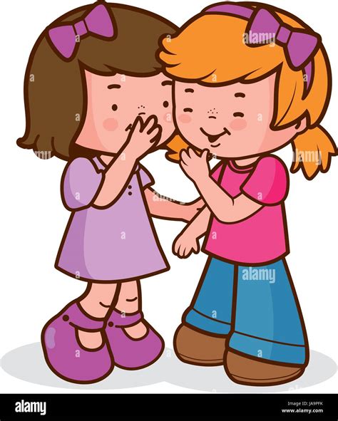 Two Little Girls Share Secrets Whispering Talking And Laughing