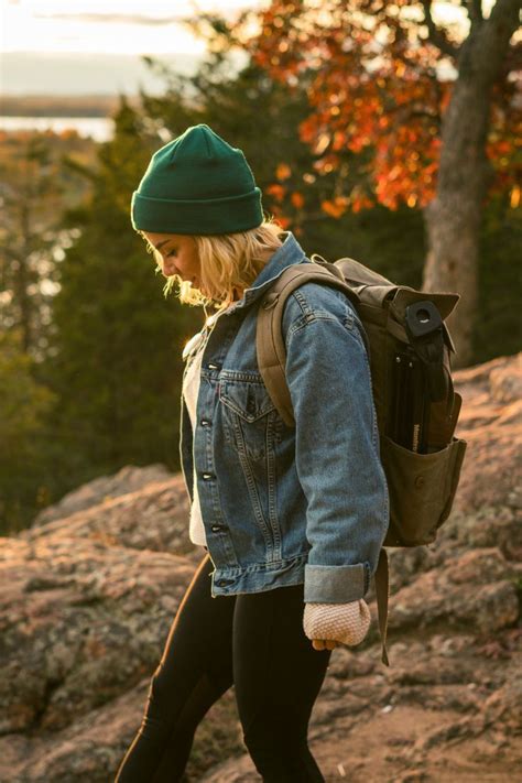 Hipster Hiking Outfit Beanie And A Backpack Fall Look For Outdoor Adventures Hiking Outfit