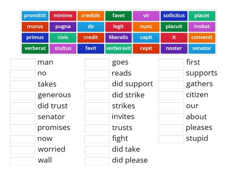 Clc Stage 11 Latin Vocabulary Match Up