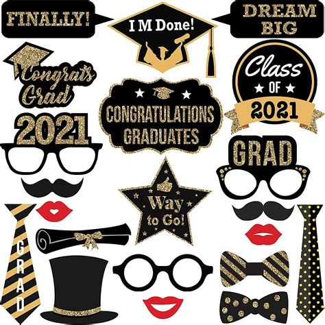 Large Graduation Photo Booth Props 2021 Glitter Diypack Of Etsy