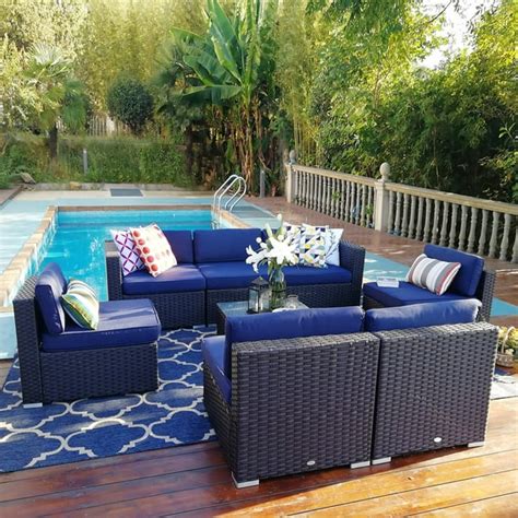 Mf Studio 8 Pieces Outdoor Patio Sectional Sofa Sets All Weather Pe