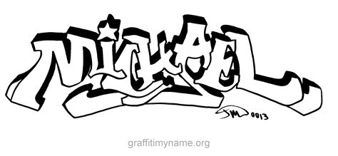 Michaelhanddrawngraffitistyle Name Coloring Pages Name