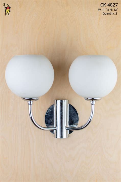 Modern Two Curve Arm Silver Wall Sconce Wfrosted Glass Globes Wall