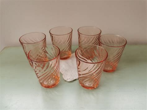6 vintage rosaline luminarc glasses etsy
