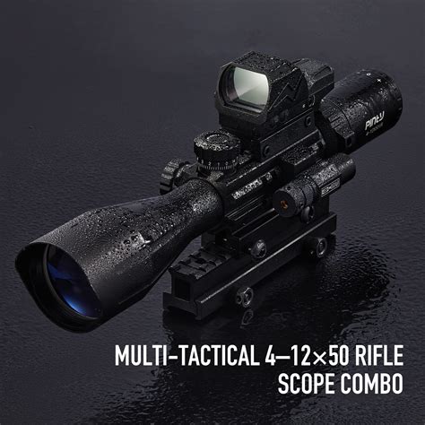 Buy Pinty Rifle Scope 4 12x50 With 4moa Red Dot Sight And Green Laser For