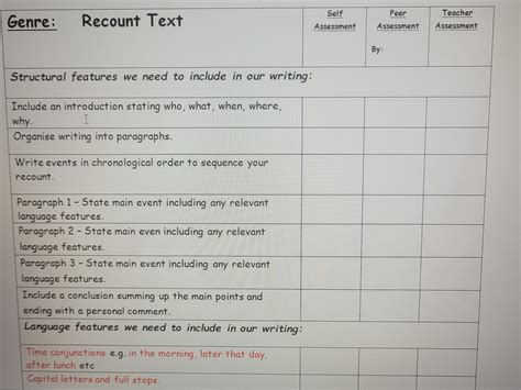 Differentiated Recount Plan And First Draft Success Criteriachecklists